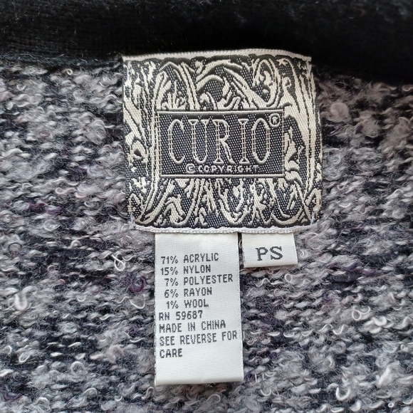 CURIO Black Gray Silver Large Button Detail Snap Front Cardigan Sweater - Picture 10 of 14